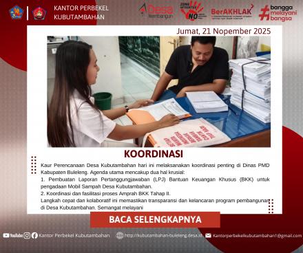 Kaur Perencanaan Desa Kubutambahan Bergerak Cepat, Fokuskan LPJ Mobil Sampah dan Amprah BKK Tahap II