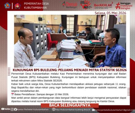 PELUANG KERJA! DESA KUBUTAMBAHAN TERIMA KUNJUNGAN BPS TERKAIT REKRUTMEN PETUGAS STATISTIK SE2026