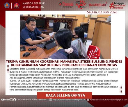 TERIMA KUNJUNGAN KOORDINASI MAHASISWA STIKES BULELENG, PEMDES KUBUTAMBAHAN SIAP DUKUNG 
