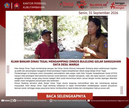 KLIAN BANJAR DINAS TEGAL MENDAMPINGI DINSOS BULELENG GELAR SANGGAHAN DATA DESIL WARGA