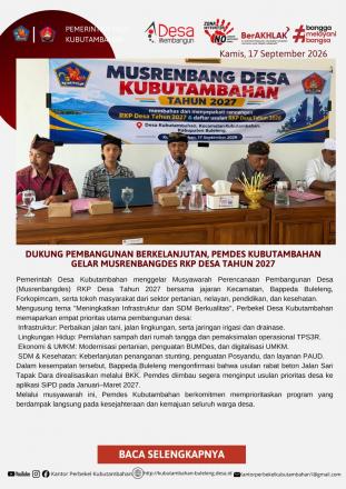 DUKUNG PEMBANGUNAN BERKELANJUTAN, PEMDES KUBUTAMBAHAN GELAR MUSRENBANGDES RKP DESA TAHUN 2027